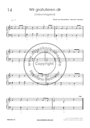 Wir gratulieren dir (Geburtstagslied) [Klavier] (pdf)