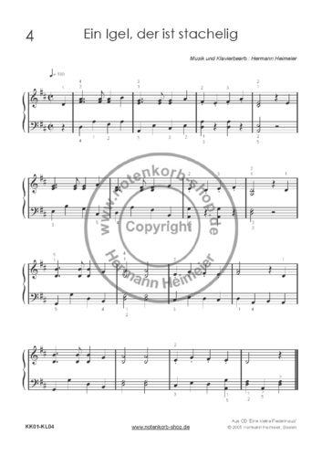 Ein Igel, der ist stachelig [Klavier] (pdf)