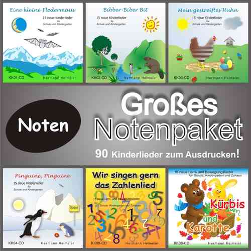 Großes Notenpaket - 90 Kinderlieder (pdf)