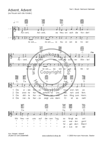 Singen im Advent [9 Adventslieder mit Gitarrengriffen] (pdf)