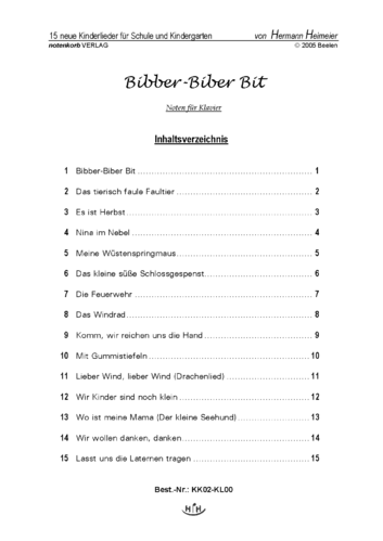 Bibber-Biber Bit - Gesamtausgabe [Klavier] (pdf)